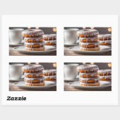 Vanille-Glasur-Donuts Rechteckiger Aufkleber (Blatt)