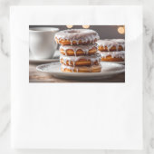 Vanille-Glasur-Donuts Rechteckiger Aufkleber (Tasche)