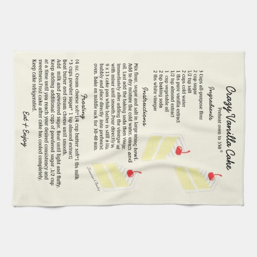 Vanille-Kuchen-Rezept-Geschirrtuch Handtuch (Horizontal)