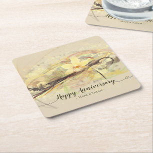 Vanille-Orchideen-Blumen-abstrakte Rechteckiger Pappuntersetzer