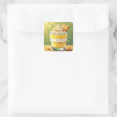 Vanille-Pudding und Schlagsahne-Parfait Quadratischer Aufkleber (Tasche)