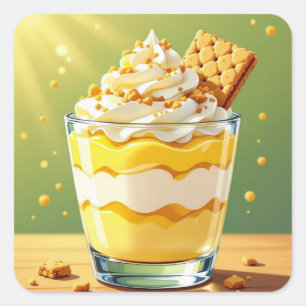 Vanille-Pudding und Schlagsahne-Parfait Quadratischer Aufkleber