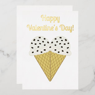 Vanille-Schokoladen-Chip-Eiscreme-Herz-Valentinsta Folien Feiertagskarte