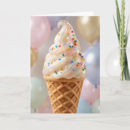 Vanilleeis Pastellstreusel Geburtstag Karte (Vorderseite)