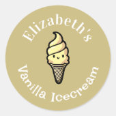 Vanilleeis Runder Aufkleber (Vorderseite)