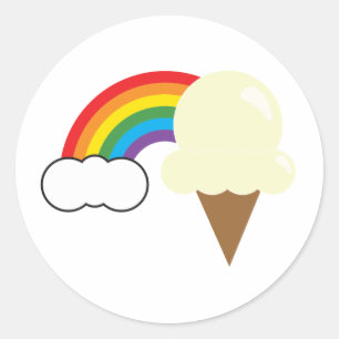 Vanilleeis und Regenbogen Runder Aufkleber