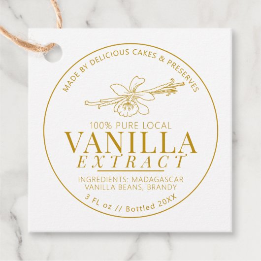 Vanilleextrakt Blume Bohne zeichnend gelbes Produk Geschenkanhänger (Vorderseite)