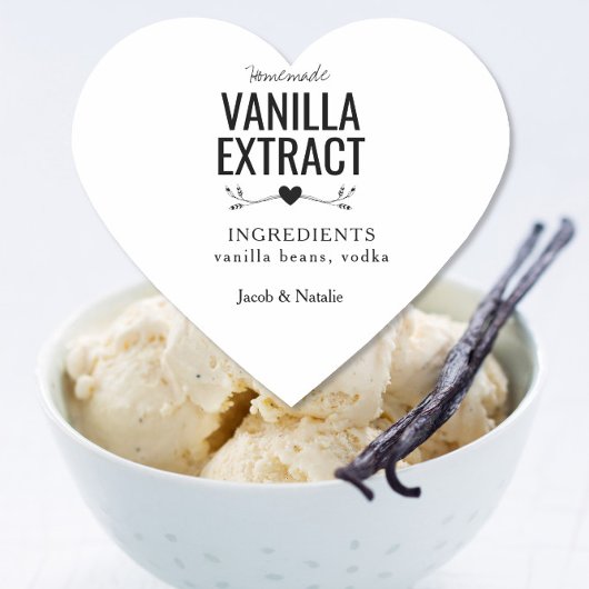 Vanilleextrakt, hausgemacht, Hochzeitswein Herz-Aufkleber