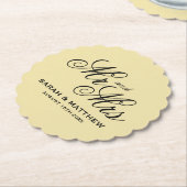 Vanillefarbene personalisierte Hochzeitsuntersetze Untersetzer (angewinkelt)