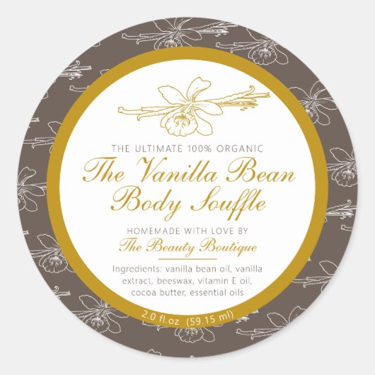 Vanillezutat braun, hausgemachtes Körperprodukt Runder Aufkleber (Vorderseite)