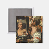 Vanitas, Der alte Coquette von Bernardo Strozzi Magnet (Vorderseite/Rückseite)