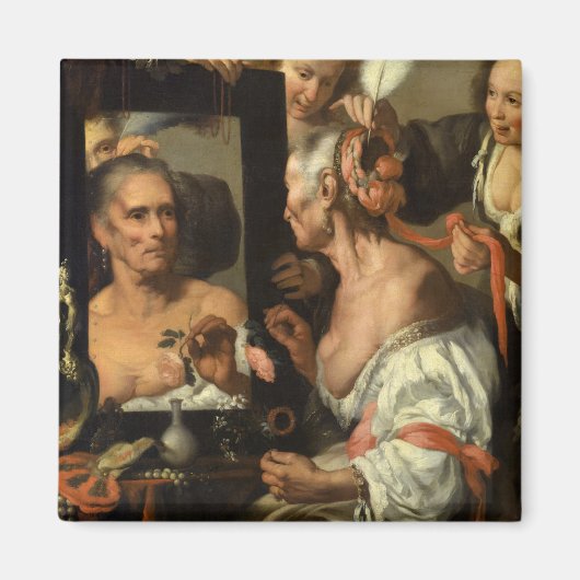 Vanitas, Der alte Coquette von Bernardo Strozzi Magnet (Vorne)