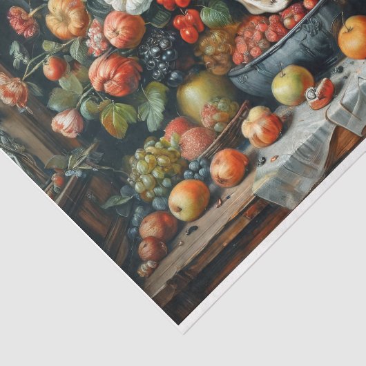 Vanitas mit Früchten, Blume und Schädel - Seidenpapier (Ausschnitt)