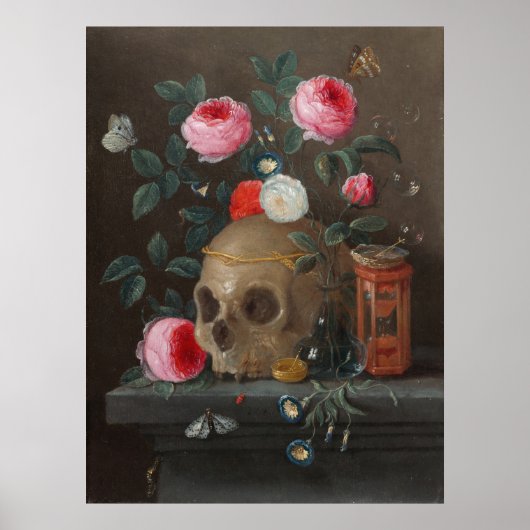 Vanitas Still Life Skull and Rose Art Poster (Vorne)