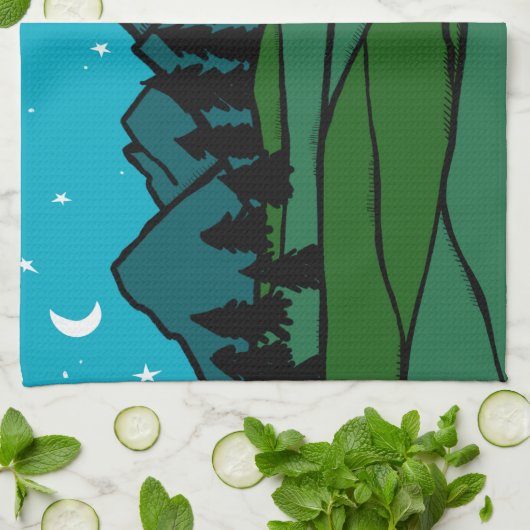 Vanlife in den Bergen Camping Mondsterne Geschirrtuch (Gefaltet)