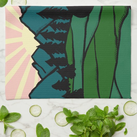 Vanlife in den Bergen Sonnenaufgang Camping Geschirrtuch (Gefaltet)