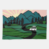 Vanlife in den Bergen Sonnenaufgang Camping Geschirrtuch (Horizontal)