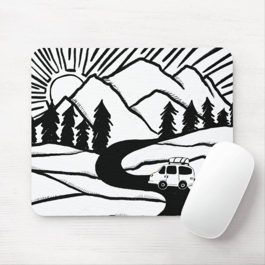 Vanlife MOUNTAIN SUNRISE Illustration Mousepad (Mit Mouse)