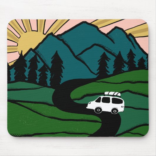 Vanlife MOUNTAIN SUNRISE Illustration Mousepad (Vorne)