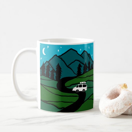 Vanlife Trees Forest Mountain Kaffeetasse (Mit Donut)