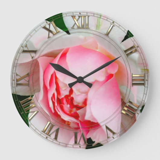 Vanmoure Petal Rose Elegante Große Wanduhr (Vorderseite)