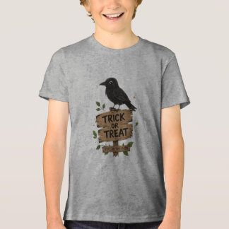 VANOSTÈ Trick or Treat Raben Holzschild Grafik Tri-Blend Shirt
