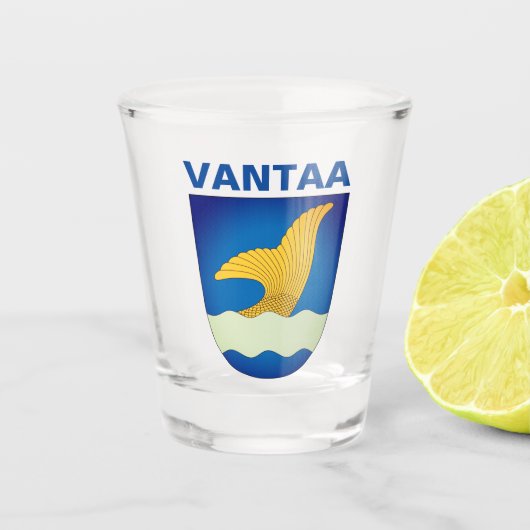 Vantaa-Wappen (Finnland) Schnapsglas (Vorderseite)