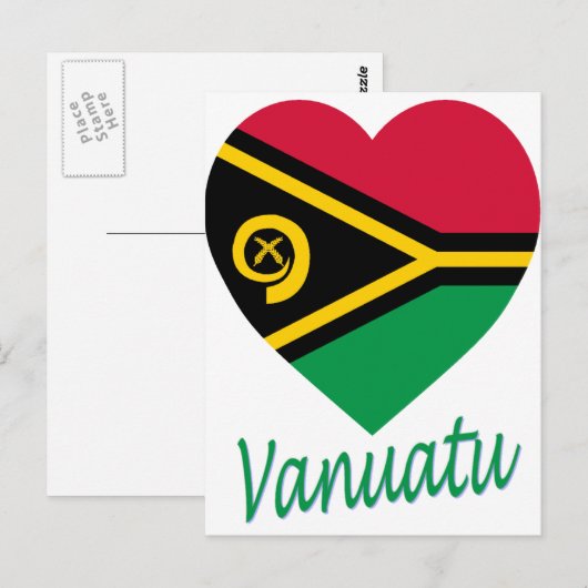 Vanuatu Flag Herz Postkarte (Vorne/Hinten)