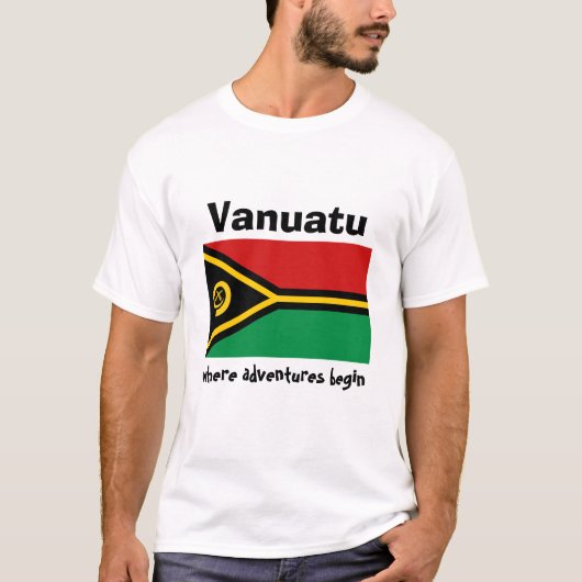 Vanuatu-Flagge + Karte + Text-T - Shirt (Vorderseite)