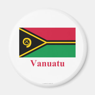 Vanuatu-Flagge mit Namen Magnet