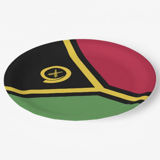 Vanuatu-Flagge Pappteller (Schrägansicht)