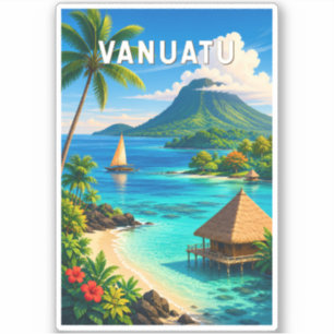 Vanuatu-Illustration Reise Kunst Vintage Aufkleber
