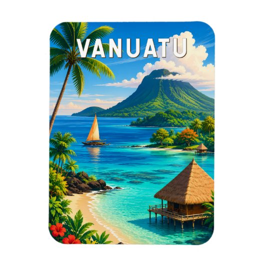 Vanuatu-Illustration Reise Kunst Vintage Magnet (Vertikal)