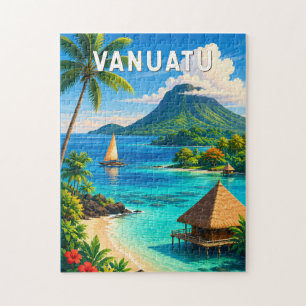 Vanuatu-Illustration Reise Kunst Vintage Puzzle