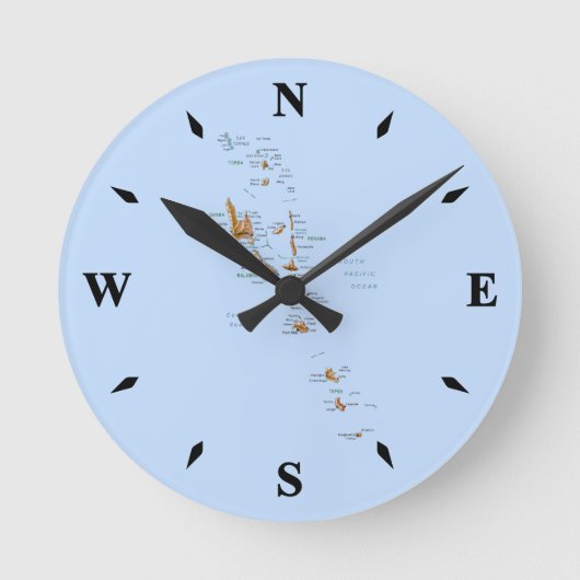 Vanuatu Kartenuhr Runde Wanduhr (Vorderseite)