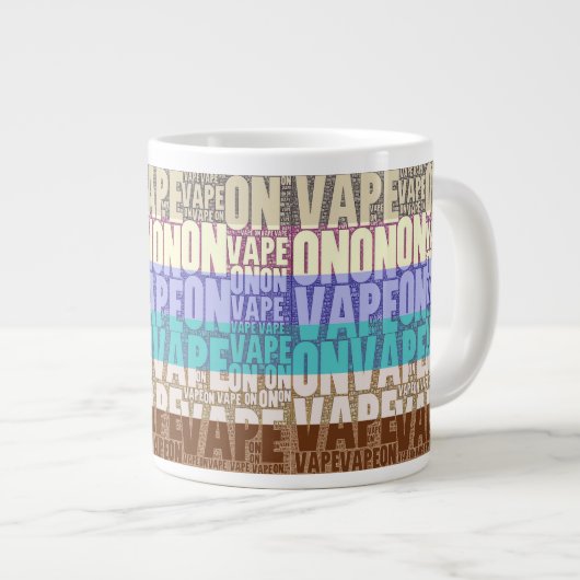 Vape auf Typografie-TAN-Türkis Jumbo-Tasse (Vorderseite Rechts)