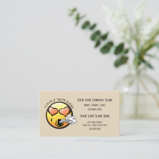 VAPE | Happy Vaping Business mit Social Media Visitenkarte (Stehend Vorderseite)