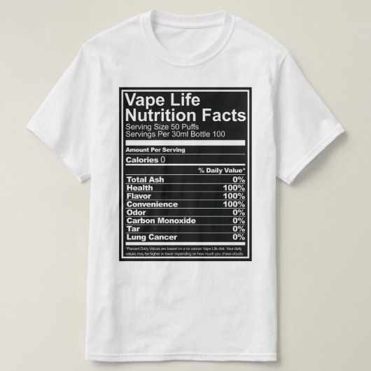 Vape Leben-Nahrungs-Tatsachen T-Shirt (Design vorne)