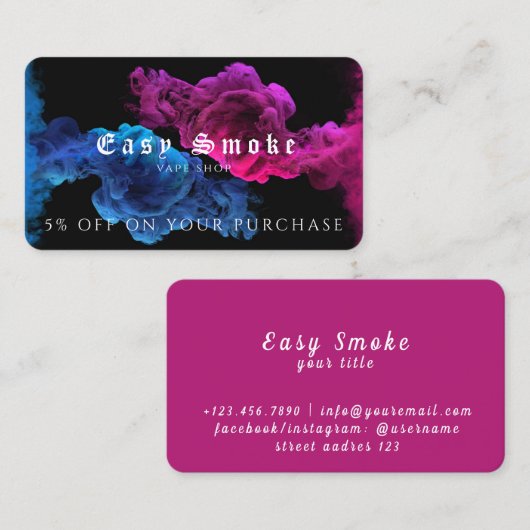 Vape Shop Business Rabattkarte Visitenkarte (Vorne/Hinten)