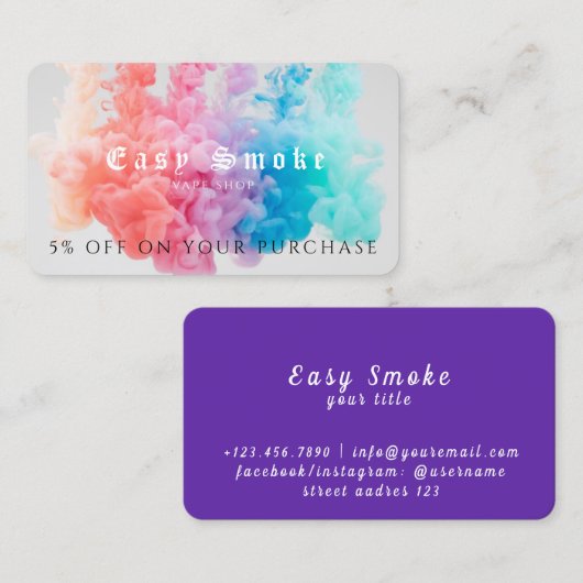 Vape Shop Business Rabattkarte Visitenkarte (Vorne/Hinten)