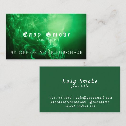 Vape Shop Business Rabattkarte Visitenkarte (Vorne/Hinten)