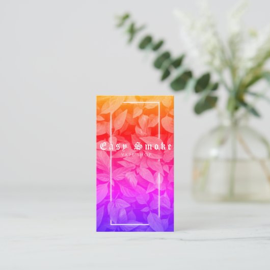 Vape Shop Green Rainbow Leafs Smoke Business Card Visitenkarte (Stehend Vorderseite)