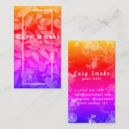 Vape Shop Green Rainbow Leafs Smoke Business Card Visitenkarte (Vorne/Hinten)