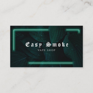 Vape Shop Neon Green Leaf Business Card Visitenkarte