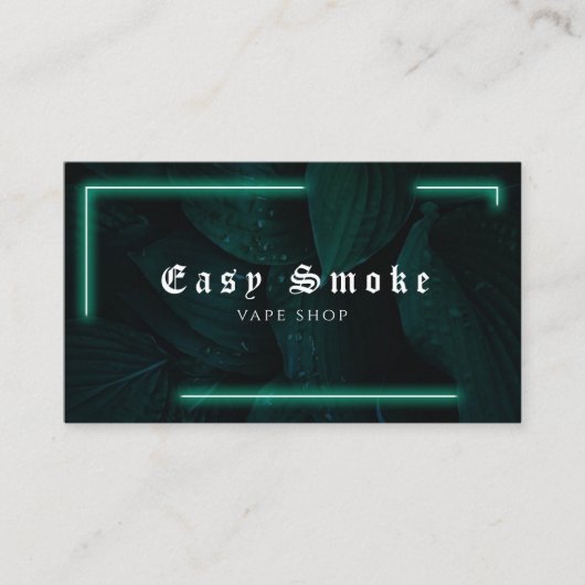 Vape Shop Neon Green Leaf Business Card Visitenkarte (Vorderseite)