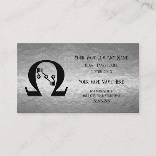 VAPE | Sub Ohm Silver Business Social Media Visitenkarte (Vorderseite)