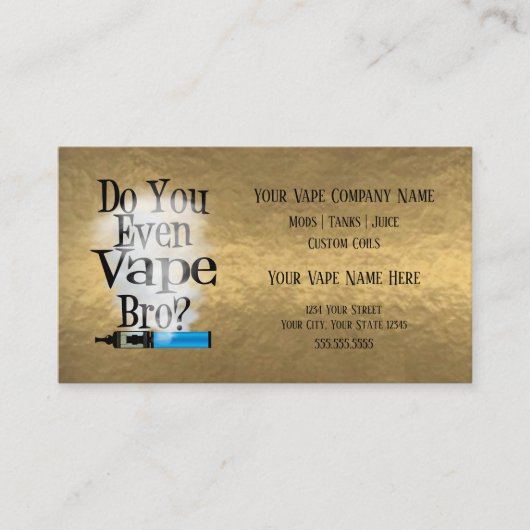 VAPE | Vape Bro Bronze Business Social Media Visitenkarte (Vorderseite)