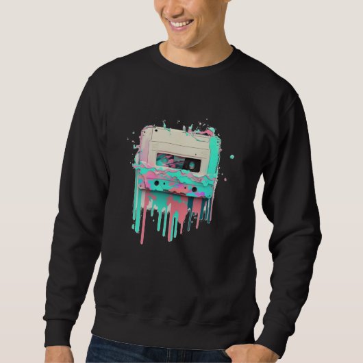 Vaperwave Aesthetic Glitch Cassette Tape Retrowave Sweatshirt (Vorderseite)