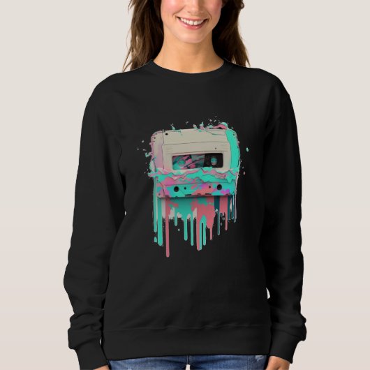 Vaperwave Aesthetic Glitch Cassette Tape Retrowave Sweatshirt (Vorderseite)