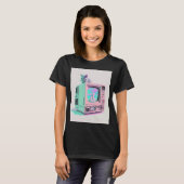 Vaperwave Aesthetic Glitch Cat Retrowave Synthwave T-Shirt (Vorne ganz)